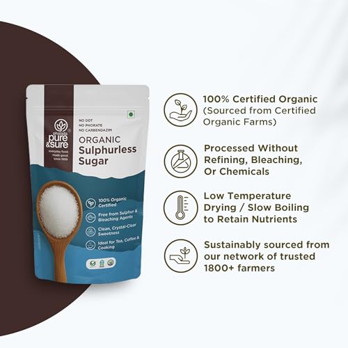 Image of Pure & Sure Organic Sugar (Chini) 500GM| 100% Organically Processed from Quality Sugarcanes | Chemical Free & Sulphur Free