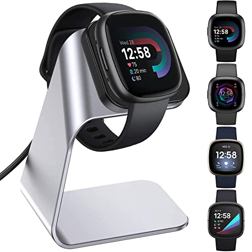 QIBOX [d Fitbit Versa 4/Versa 3/Sense 2/SenseɑΉ v~AA~jE[d 4tB[gP[u[dhbN Versa 4/3 Sense 2/Sense X}[gEHb`p (Vo[)