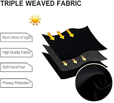 DWCN Black Blackout Curtains with Tiebacks for Bedroom Thermal Insulated Solid Eyelet Curtains for Living Room,2 Panels,46
