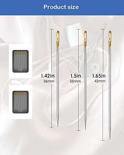 image for CIKKUE Self Threading Sewing Needles, 24PCS Embroidery Needles for Han