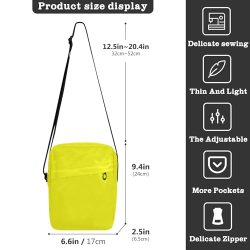 messenger bag for women mens crossbody Women's Purses Adjustable Strap for work work - Yellow Solid Color Pure Plain3