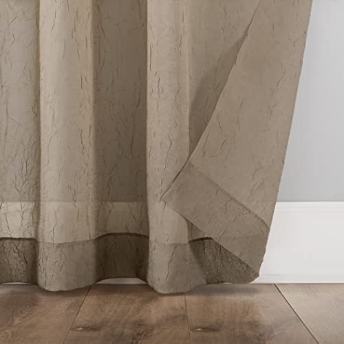 No. 918 Erica Crushed Texture Sheer Voile Curtain Panel, 51" x 84", Taupe Brown, W 51" x L 84" (1 Panels) - Image 4