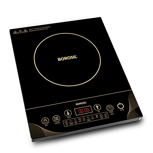 Image of Borosil Smartkook-TC14 Electric Induction Cooktop, Glass Surface, Energy Saving, Flame-free Cooking, Black, 2000W