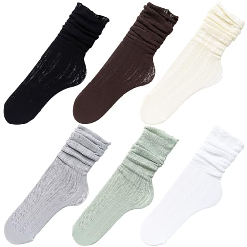 Image of 6 Pairs Women Lace Socks Mesh Sheer Ankle Socks Summer Through Transparent Thin Tulle High Sock Decorated Slouch Socks