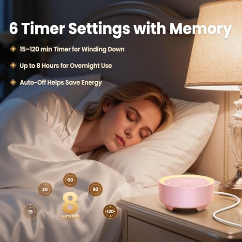Image of Kipcush White Noise Machine for Sleeping, Baby & Adults, High-Fidelity Non-Looping Sounds, Sleep Sound Machine with Dimmable Night Light, USB Powered, Memory Function, Home, Nursery & Travel