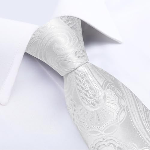 Image of DiBanGu Mens Paisley Tie Sets Silk Jacquard Woven Floral Necktie and Pocket Square Cufflinks Wedding Business Party