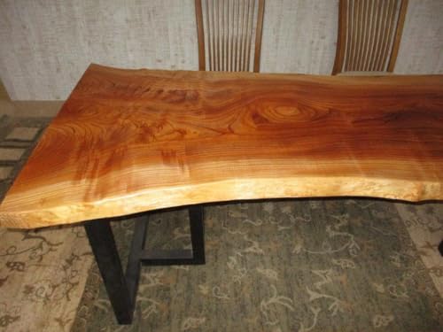 【一枚板 ケヤキ】195cm × 82-65-88cm × 5.0cm｜天板のみ｜希少材・重厚感｜ウレタン塗装仕上げ｜ダイニング・デスク・カウンター用｜#339 [2]