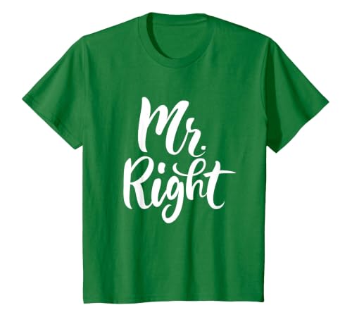 Mr Right Funny Cute Husband T Shirt T-Shirt, Youth, Kelly Green, Large
