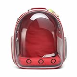 Mochila Astronauta para Transporte de Pets – Cápsula Transparente, Ventilada e Segura (Vermelho)