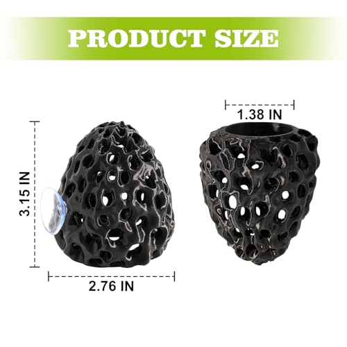 Image of Shrimp Dome Hide, Shrimp Hides for Aquarium, Betta Fish Hideout with Suction Cup, Betta Habitat Tank Ornament Accessories, Aquarium Decor for Small Fish Guppy Hiding Resting (Black)