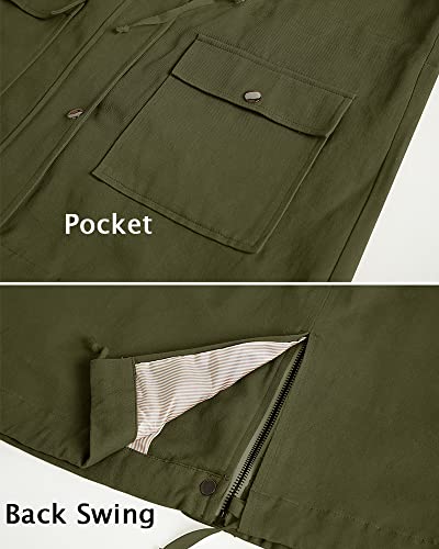 Thefabland Women's Zip Up Military Jacket Drawstring Hooded Windbreaker Winter Coats Anorak #TOP7