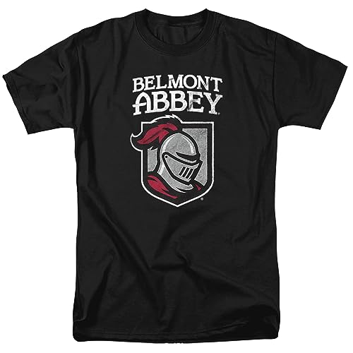 Belmont Abbey College Official Distressed Primary Logo Unisex Adult T Shirt,Black, 2X-Large