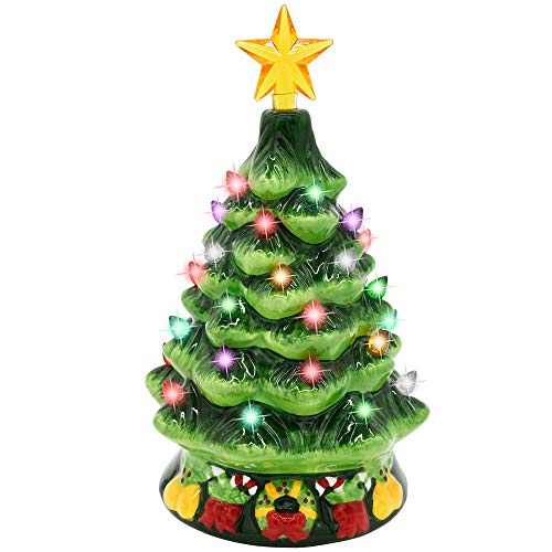 Joiedomi 7" Ceramic Christmas Tree With Multicolored Lights, Prelit Xmas Tree With Extra Clear Top Star For Home And Office Tabletop Decoration #TOP15