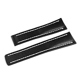 MILNBJK Jeniko 20mm 22mm 24mm nero Liscio Genuino cinturino in vera cinturino in cuoio della cinghia di cuoio della cintura compatibile con Breitling Navitimer(Black without buckle,24mm)