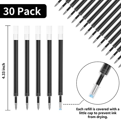 Retractable Gel Pen Refills, Shuttle Art 30 Pack Black Rollerball Gel Ink Pens Refills, Bulk Set, 0.7Mm Fine Point For Writing Journaling Taking Notes School Office Home #TOP1