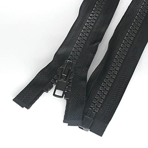 Leekayer 2Pcs #5 34 Inch Separating Jacket Zippers For Sewing Coats 86Cm Jacket Zipper Black Molded Plastic Zippers Bulk (34" 2Pc) #TOP4