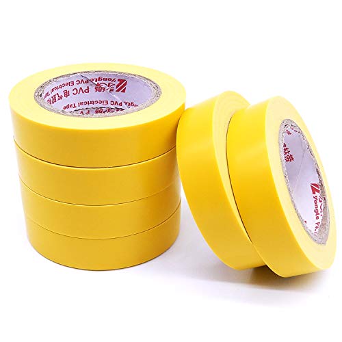 Image of Maveek Electrical Insulation Tape, PVC Vinyl Electrical Tapes with Rubber Based Adhesive, Heat Resistant, Flame Retardant, Waterproof(6 Rolls,Yellow)