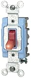 Leviton 1203-PLR 15 Amp, 120 Volt, Toggle Pilot Light, Neutral 3-Way AC Quiet Switch, Extra Heavy Duty Grade, Self Grounding, Back and Side Wired, Red