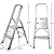 Dporticus Portable 2 Step Non-Slip Aluminum Ladder Folding Platform Stool with 330 lbs Load Capacity Silver,15.7” Height to Platform for Home