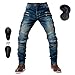 Produktbild oFzimTo Motorrad-Jeanshose Für Herren, Sturzfeste Jeans Mit Geradem Bein Und 4 Arten Von Schutzausrüstung, Motorradhose Für Motorradrennfahrer (Blue,M)