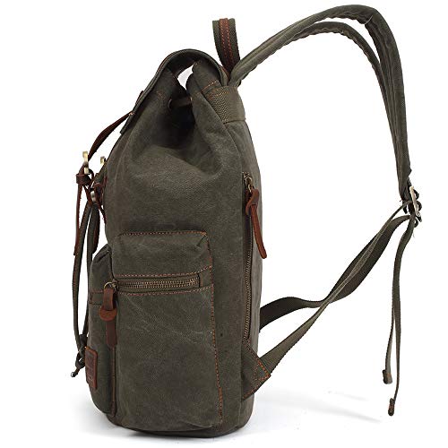 KAUKKO Vintage Casual Canvas and Leather Rucksack Backpack4
