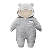 Vine Bébé Combinaison De Neige Fleece Manteau à Capuche Hiver Footed Combinaisons Chaud Barboteuse Jumpsuit,Gris,0-3 mois(Taille Fabricant:59 cm)