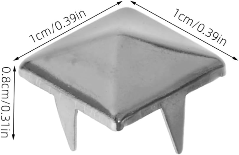 Halloween Clothing Studs 10mm Four-Claw Square Rivets, 100 Pcs Silver