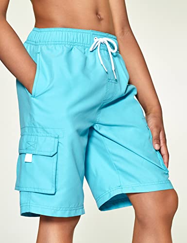 Tsla Boys Swim Trunks, Quick Dry Upf 50+ Beach Board Swim Shorts, Swimsuit Swimwear With Inner Mesh Liner, Solid Trunks Aqua, 8 #TOP3
