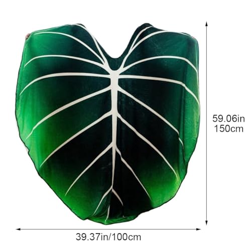 Couverture feuille verte grand format idéale pour cocooning sur canapé - 5