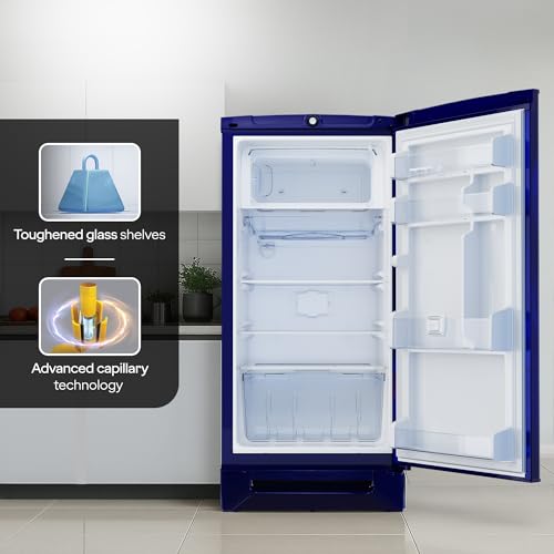 Image of Godrej 185 L 5 Star 5 Years Comprehensive Warranty New Launch| Base Drawer| 22L Jumbo Vegetable Tray| Advanced Inverter Technology| Single Door Refrigerator (2026, RD 195EN TDI MY BL, Mystic Blue)