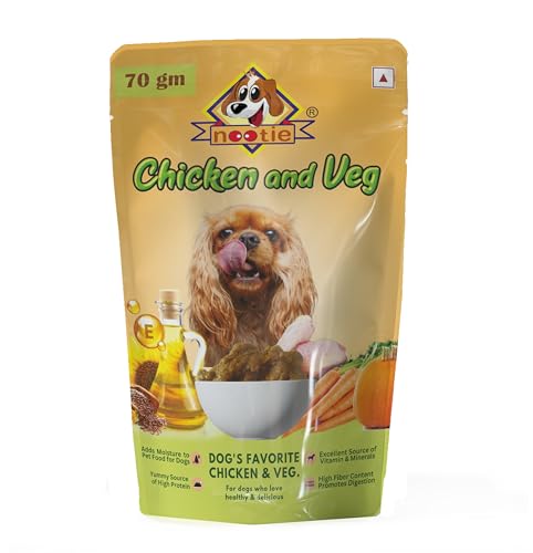Nootie Dog's Favorite Chicken & Veg Gravy-(70g) Natural Ingredients, Easy to Digest, Enhances Dog Food Gravy for Dogs, Dog Chicken & Veg Gravy, Wet Gravy for Dogs, Dog Food Topper (Pack of 24x70g)