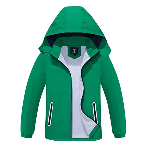 Image of SaphiRose Kids Waterproof Rain Jacket Mesh Lined with Removable Hood | Lightweight rain coat, windproof, breathable, school, camping, travel, outdoor play, boys and girls