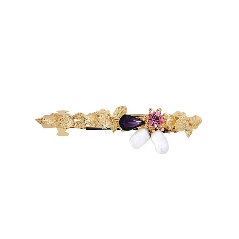 HBJWOV Amo Prosperity Floral Baroque Pearl Parallel Clip Horizontal Half Hair Top Female(E)