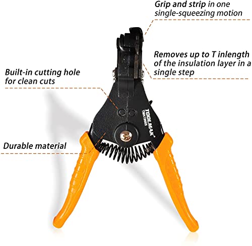 Automatic Wire Stripper Toolmak 7 Inch Wire Cutter Wire Stripper Heavy Duty Wire Stripper Tool For 8-22 Awg Wirer Electronic And Automotive Repair #TOP3