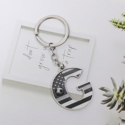 Bag Charms Initial A-Z Letter Keychain Bag Charm Soccer Keychain for Handbags Sports Bag