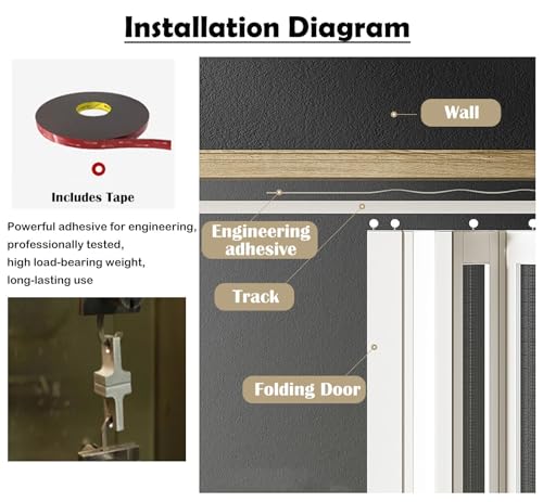 Porte accordéon rétractable gain de place sans outils pour intérieur - 6