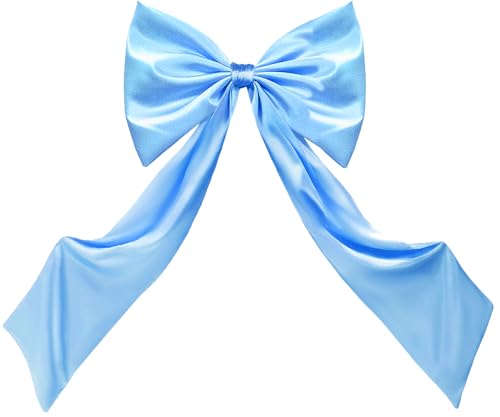 Coquette Large Satin Bow, 24 x 42 Inches, Blue Giant Bow Ribbon Tie for Coquette Room Decor, Birthday Party Backdrop Wall Decoration (Blue)
