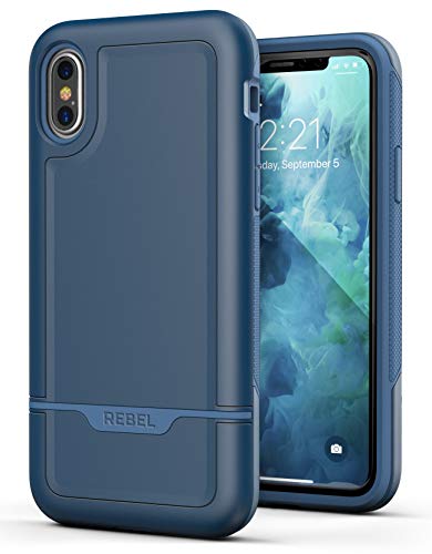 Encased Iphone Xs Max Belt Clip Case - Ultra Protective Full Body Rugged Cover With Rotating Holster (2018 Rebel Series) Blue #TOP1