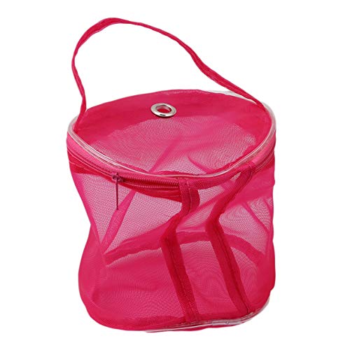 Ejy Portable Mesh Yarn Case Ball Knitting Bags Crochet Thread Sewing Baskets Organizer Traveling Storage Tote Bags,Rose Red,S #TOP1