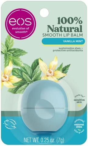 eos 100% Natural Lip Balm- Vanilla Mint, All-Day Moisture, Made for Sensitive Skin, Lip Care Products, 0.25 oz