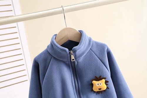 Toddler and Girls Winter Coats Long Sleeve Raglan Warm Jacket Polar Fleece Lion Embellished Jackets Hoodless Coat4