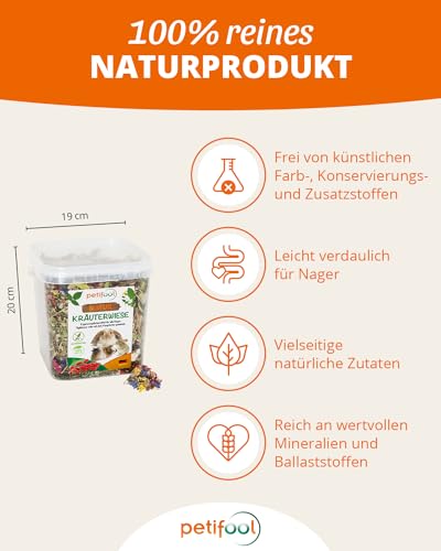 petifool Nager-Ergänzungsfutter Kräuterwiese, natürliches und gesundes Kaninchenfutter, 1er Pack (1 x 380 g)