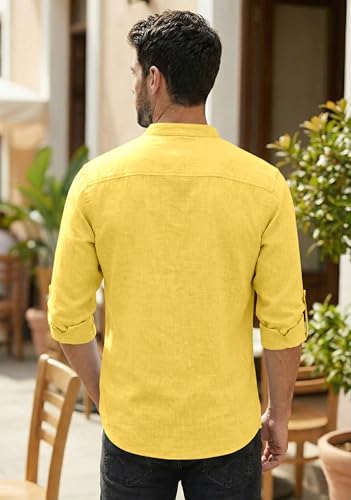 Image of Zombom Men's Cotton Polyester Blend Mandarin Collar Self One Design Printed Full Sleeve Regular Fit Casual Short Kurta