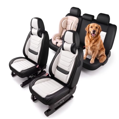 Image of for GMC Terrain 2010-2025 Seat Covers 5P w /Headrests (Black /White)