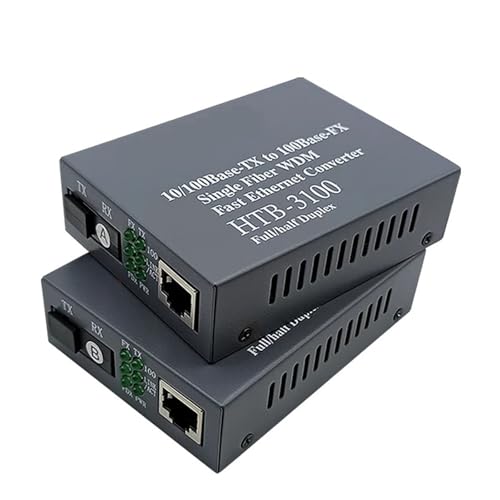 1PCS Pair 10/100 Fiber Optic Media Converter HTB-3100 Singlemode Simplex Transceiver Single SC 20KM 1310/1550nm(EU Plug)