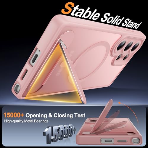 AMILIFECASES Magnetic for Samsung Galaxy S25 Ultra Case, [Compatible with MagSafe][Full Camera Protection][Built-in Invisible Kickstand] Translucent Matte Phone Case for S25 Ultra 6.9" - Pink - image 4