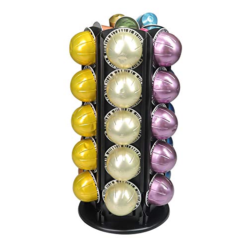 RECAPS Soporte para cápsulas de café Carrusel giratorio de 360 grados, compatible con ranura Vertuoline, 6 almacenes, 30 vainas, hierro fundido, color negro (las cápsulas de café están excluidas) Cover