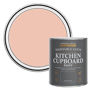 Rust-Oleum Pink Scrubbable Kitchen Cupboard Paint in Satin Finish - Coral 750ml