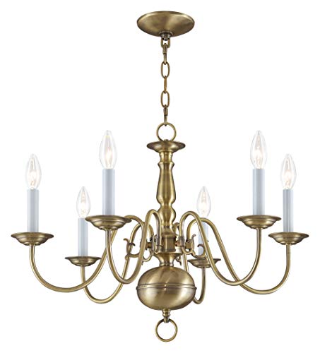 Livex Lighting 5006-01 Williamsburg 6 Light Antique Brass Chandelier #TOP5