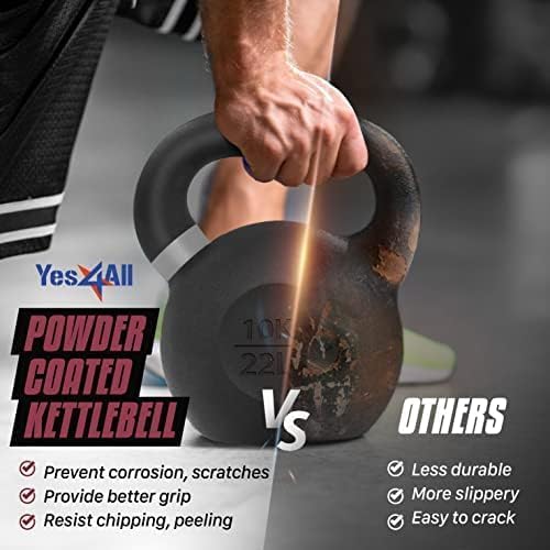 image for Yes4All Powder Coated Kettlebell, 31 lb Cast Iron Core Kettlebells wit